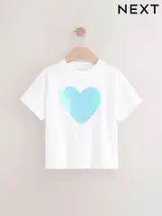 White Sequin Heart Print T-Shirt (3-16yrs) (AK4729) | $22 - $33