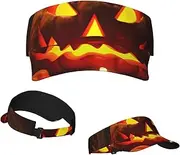 [RLDOBOFE] Sun Visor Hat Adjustable Empty Top Baseball Cap Candle lit Halloween Pumpkins Sun Hats for Women Men Sunscreen Visor Caps Summer Beach Sports Hats Black, Black, One Size