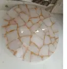 White Quartz Agate Round Sofa Table Tops Natural Semi precious Stone Home Decor