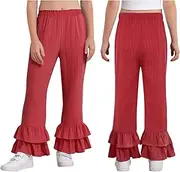 [iEFiEL] Little Girls Casual Jogger Pants High Waist Flare Sweatpants Skinny Fit Bootcut Stretch Leggings
