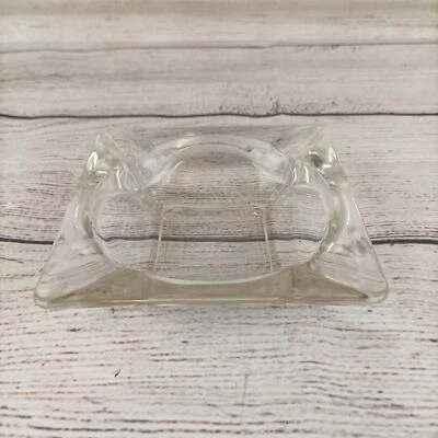 Vintage MCM Clear Glass Ash Tray 3.5x3.5"