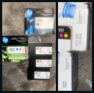 OEM HP 950 BLACK (sealed) +HP 951 3-pack Tri Color (open Box) Ink Cartridge Lot