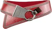 [Iivos] Women's Fashion Vintage Wide Waist Belt Elastic Stretch Cinch Belts With Interlock Buckle