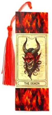 THE DEMON /FIRE/ MYSTICAL UNIQUE EXQUISITE LAMINATED BOOKMARK