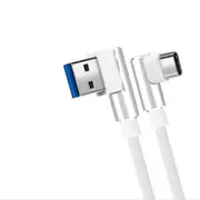 2PCS Dual 90 Degree Angle Type C Fast Charging Data Cable 2M For Oneplus 5t Xiaomi 6 Mi A1 S9 WHITE COLOR