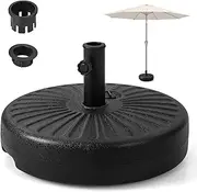LIODUX Fillable Umbrella Base Stand, 22kg Water & Sand Filled Heavy Duty 51cm Round Patio Outdoor Umbrella Weight Base, for Umbrella Pole 1.5-1.9 inches, for 9-10 ft Market Offset Umbrella