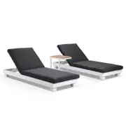 Santorini Aluminium Sun Lounge Set In Charcoal W/ Round Table