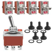 Durable Latching DPDT Toggle Switch ON/OFF/ON 5-Pack with Waterproof Covers