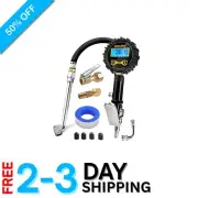 Digital Tire Inflator & Pressure Gauge 200 PSI, LED Flashlight & 4 Chucks
