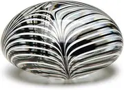 Cá d'Oro Flat Glass Paperweight Black and White Feather Pattern Hand Blown Murano-Style Art Glass