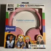 Altec Lansing 2-in-1 Bluetooth Wired Kid-Safe Headphone - Pink NEW
