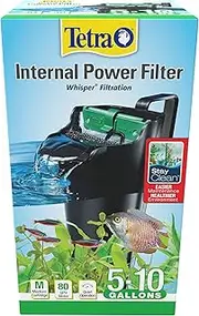 Tetra Whisper Internal Power Filter 5 to 10 Gallons, for Aquariums, in-Tank Filtration with Air Pump, Black