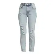 NO BOUNDARIES - SIZE: 11 - High-Rise Mom Jeans W/ SharkBite Hem - NEW!