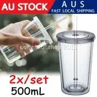 2x/set 500ml Tumbler Tumblers Cup With Straw Lids Reusable Double Walled Mug