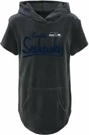Outerstuff NFL Youth Girls Seattle Seahawks Short Sleeve Velvet Hooded Top