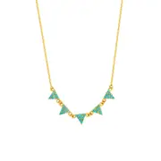 14K Yellow Gold Hanging Triangle Pendants Necklace, 16" To 18" Adjustable