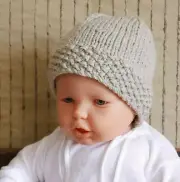 Baby Beanie With Patterned Band, Unisex Chunky Wool Hat