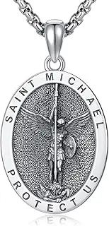 PARYFO 925 Sterling Silver St Michael/St Christopher/St Benedict/Virgin Mary Miraculous Medal Necklace for men Women Archangel Protection Amulet Pendant Catholic Medallions Jewelry with Gift Box
