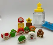 SUPER MARIO BROS. Full Set of 12 Eraser Figures in Selectable Bottle Nintendo