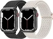 [2 Pack] Elastic Bands for Apple Watch Bands Women Men 49mm 45mm 44mm 41mm 42mm 40mm 38mm, Adjustable Stretchy Solo Loop Braided Sport Replacement Straps for iWatch Series 8/7/6/5/4/3/2/1 SE