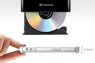 創見 USB TS8XDVDS-K/W 黑/白 兩色款 8X外接式DVD燒錄機 優雅超薄圓滑的設計 超薄時尚