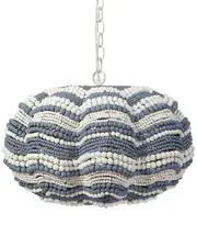 Jamie Young Clamshell Wood Beaded 4-Light Small Chandelier