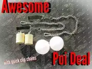 Awesome poi package. Multi function LED and fire poi with quick change chains.
