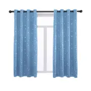 Nevenka 2 Panels Kids Blackout Curtains with Silver Star Print for Bedroom Living Room-Blue