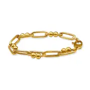 Bevilles 9kt Yellow Gold Silver Infused Paperclip Double Bead Chain Bracelet