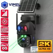 2 Cameras System 4G Security Solar 360 2K 20X 128GB Battery Construction Site