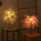 LED Feather Light Iron Metal Base Dandelion Table Night Lamp Bedside Home Decor