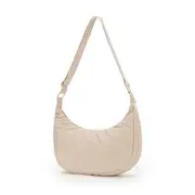 Tosca Everyday Nylon Hobo Shoulder Compact Crescent Purse Handbag Beige