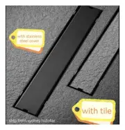 BLACK SMART TILE INSERT FLOOR WASTE SHOWER GRATE DRAIN LONG GRATE 115/500/600/80