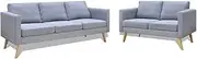 'vidaXL 2-Piece Sofa Set - Includes a Two-Seater and a Three-Seater Sofa - Upholstered in Light Grey Fabric - with Sturdy Wooden Frame and Removable, Washable Cushion Covers