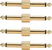 4Pcs Guitar Pedal Patch Connectors, Straight Type Guitar Guitar Effects Pedal to Pedal Connector (Gold)