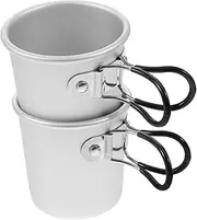 MOTHNUR 2pcs Outdoor Folding Cup Cup Campfire Coffee Pot Camping Coffee Pot Backpacking Gear Folding Sports Mug Camping Mugs Aluminum Alloy Silver