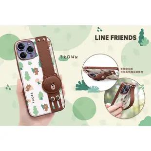 【LINE / Kitty】iPhone 13 Pro 手掌帶燙金皮革手機殼 保護殼 保護套 防摔殼 可當支架