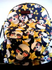 BETSEY JOHNSON BLINDED BY THE LIGHT SKULL WITH FLAG GLASSES BACKPACK
