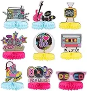 Decorating Honeycomb Centerpieces Table Topper Hip Hop Party Decorations 80s Retro Table Decor 1980s Party Favors 80s Party Music Dance Disco Party Supplies 9pcs Cake 1980s