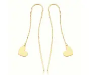 9ct Yellow Gold Heart Threaded Earrings