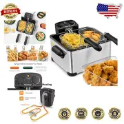 Professional Grade Electric Oil Fryer with Cool-Touch Handles & View Window Lid