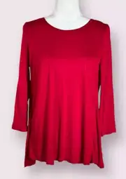 NWT Ann Taylor Women's Top Red Long Sleeve Size Medium Pullover Blouse Rayon