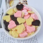 20 pcs Resin Cabochons Heart Shaped Waffle Food Craft Flatbacks Decorations DIY