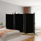 6-Panel Room Divider Black 520x180 cm Fabric Privacy Screen Folding Partit 50273