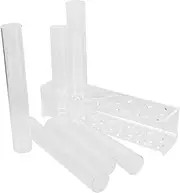 TINEASUR 1 Set Clear Glass Test Tube Propagation Planter with Plastic Rack Hydroponic Plant for Home and Office Decor Elegant Desktop Plant Holder for Flowers and Greenery