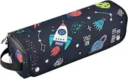 [sanluoli] 2-in-1 Curling Iron Travel Case with Heat Resistant Mat Waterproof Hair Tools Travel Organizer Cartoon Rockets Planet Cosmet Star