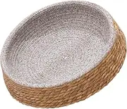 Happyyami Woven Rattan Dog Bed Comfortable Round Pet Nest for Cats Dogs Durable Lightweight Scratch Resistant Mat for Indoor Resting