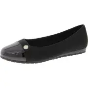 Anne Klein Womens Black Toe Cap Ballet Flats Shoes 8 Medium (B,M) BHFO 1955