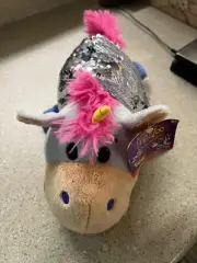 FLIPAZOO Toshawah UNICORN SEQUINS TO REGULAR Teigra TIGER 10" Plush NWT