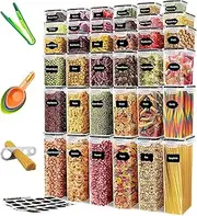Jolada Australia® 36 Airtight Plastic Food Storage Containers Set for Pantry Organiser Pantry Storage Containers for Kitchen Storage & Organisation 100% Leakproof, BPA FREE (36 PCS SET)
